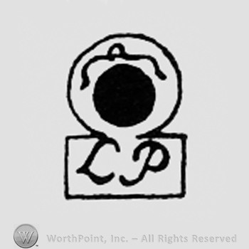 Round shape above letters LP.