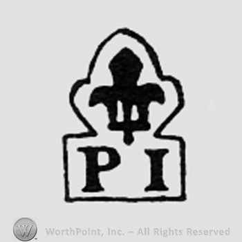 Fleur-de-lis above letters PI.