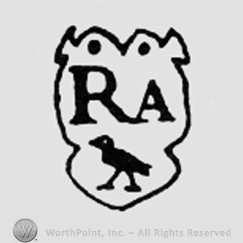 Letters RA and a bird, all on a shield.