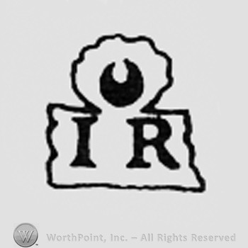 Crescent above letters IR.