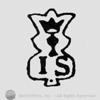 Crown and a little shape above letters IS.