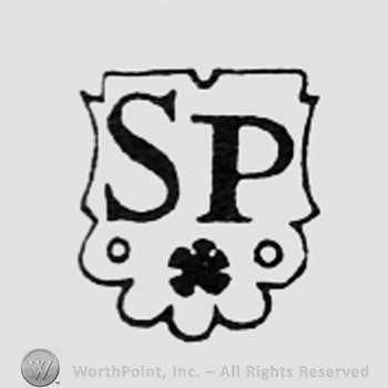 Letters SP above a little flower.