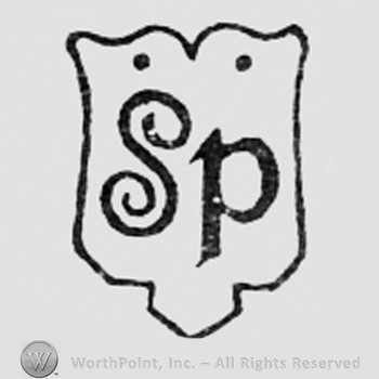 Letters SP inside a shape like a shield.