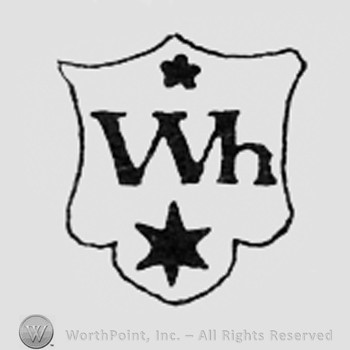 Two stars and letters WH, all on a shield.