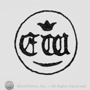 Crowned monogram of letters EW.