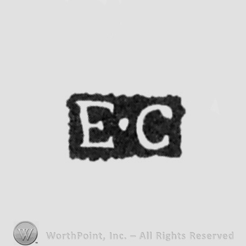 The letters EC written in uppercase with a small dot between the letters