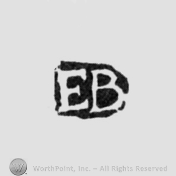 The letters EB written in uppercase
