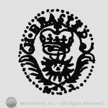 a sun, crown above, label above "H. BRASTED", laurels under