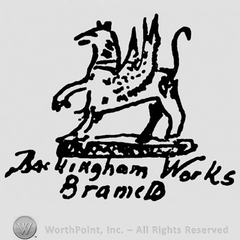 Animal with wings and Rockingham Works Bramed written below.