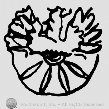 Shape similar with half of a circle and a bird on top.