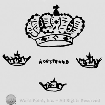 Four crowns with a cross on top;word RORSTRAND in the middle.