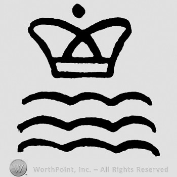 A crown on top of three lines similar toa wave.