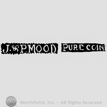 The name J&P. Mood and the words 'Pure Coin', all written with uppercase letters