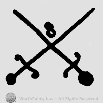 Two crossed swords and number 8.
