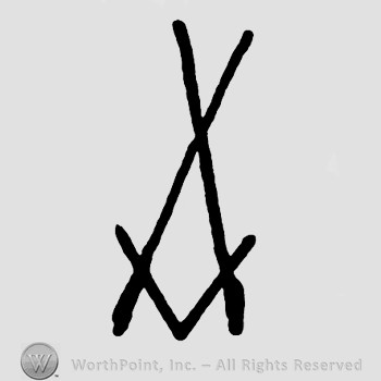 Two crossed swords and letter V below.