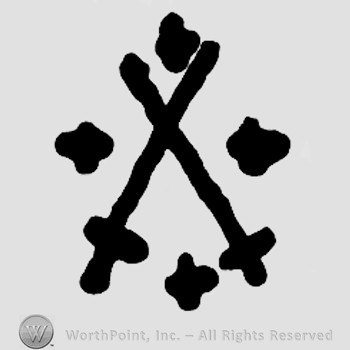 Two crossed swords and four crosses.