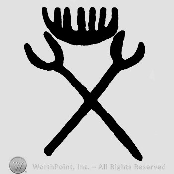 Two tridents with a crown on top.