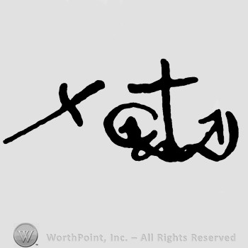 An anchor with rope and a sword.
