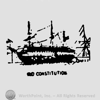 A ship and the words Old Constitution written below with uppercase letters. 