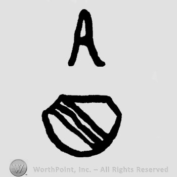Letter A with a shield below;three stripes on the shield.