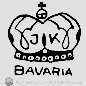 A crown with cross on top and letters JK inside;word BAVARIA written below.