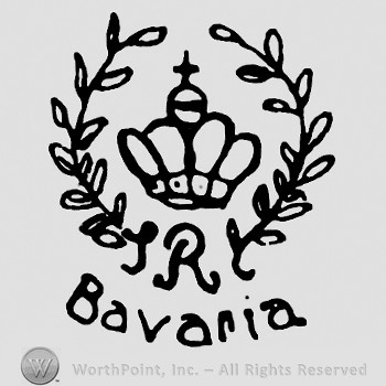 A crown with a cross in the middle;letter R and word BAVARIA below.