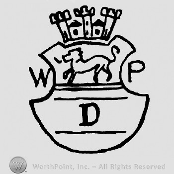 Animal in the middle;castle on top;letters W and P on sides;D below.