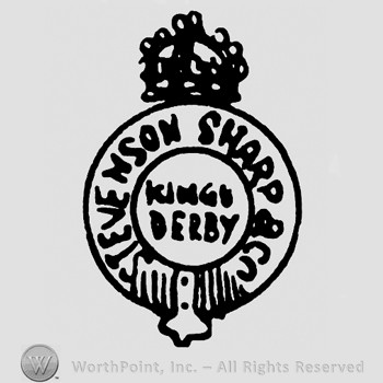 Crown on top of a circle;KING DERBY in the middle;STEVENSON SHARP & CO round written.
