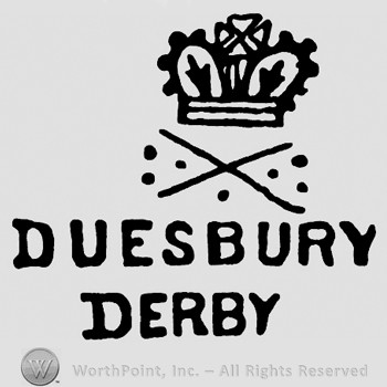 Crown on top;cross in the middle;Duesbury Derby below.