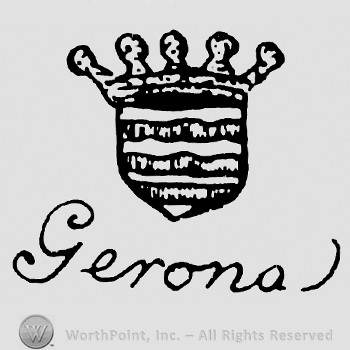 A shield with a crown on top and word GERONA below.