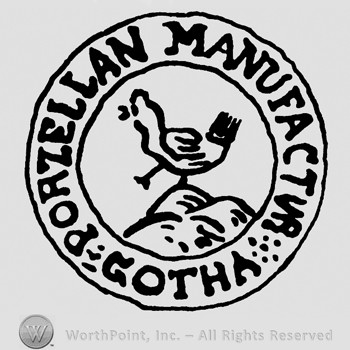 A bird inside a circle;Porzellan Manufatur Gotha written.