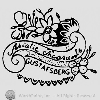 Shape made from some flowers and Asiatic Gustafsberg written.