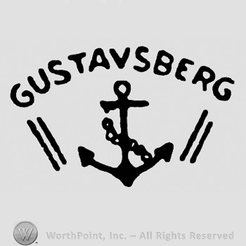 Anchor with rope and word Gustavsberg on top.