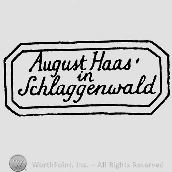 August Haas In Schlaggenwald written inside a rectangle.
