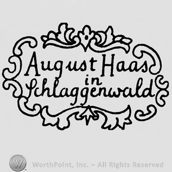 August Haas In Schlaggenwald witten inside a frame.