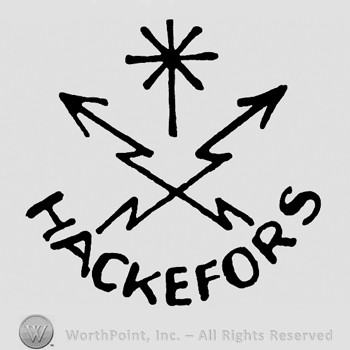 Two crossed arrows;a star on top;HACKERFORS written below.