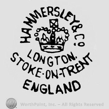 A crown in the middle;Hammersley & Co written on top;Longton Stoke on Trent England written below.
