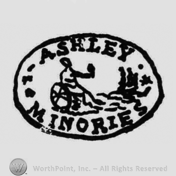 religious scene inside an oval, ASHLEY written above, MINORIES written under