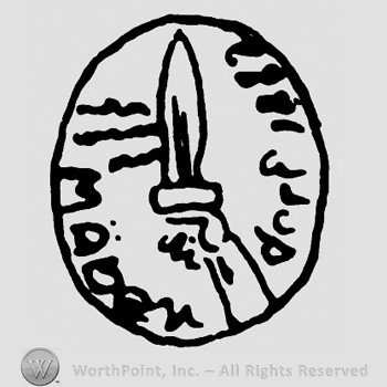 An oval with a sword in the middle;Mabendorf writtehn inside.