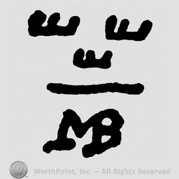 Monogram of letters MB and three crowns on top.