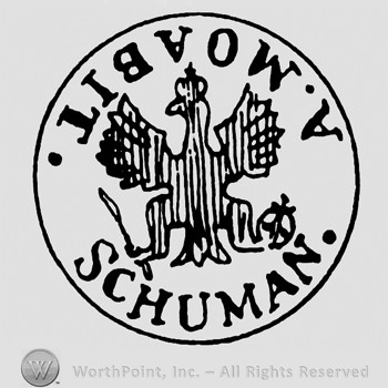 Eagle with crown and sword in the middle;A Moabit Schuman round written inside a circle.