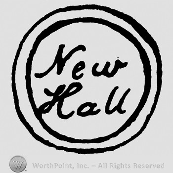 Double circle with New Hall written inside.