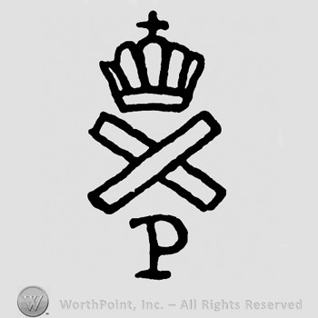 Crown with cross on top;letter X in the middle;P at the bottom.
