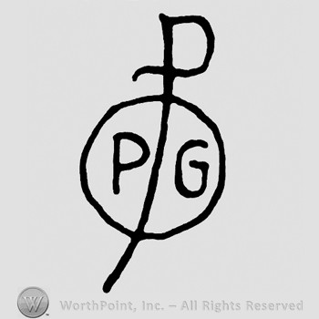 Letters PG inside a circle;another letter P outside.