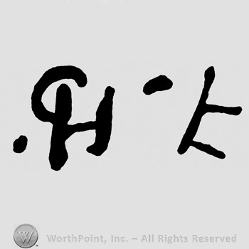 Letters CH and F,upside down.