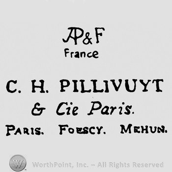 C H Pillivuyt & Cie Paris written in the middle;AP&F France on top;Paris Foescy Mehun written below.