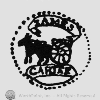 wagon pulled by horses, label above "JAMES" under "CARTER"