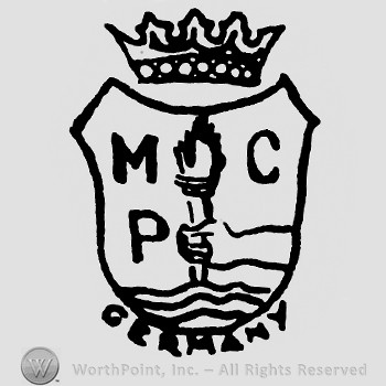 Shield with a crown on top;word Germany written below;a hand and MPC inside.