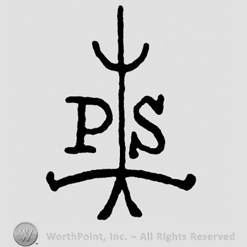 Letters PS and a shape similar to an arrow.