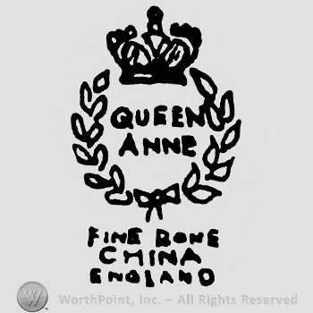 Queen Anne in the middle;a crown on top;Fine Bone Chine England written below.
